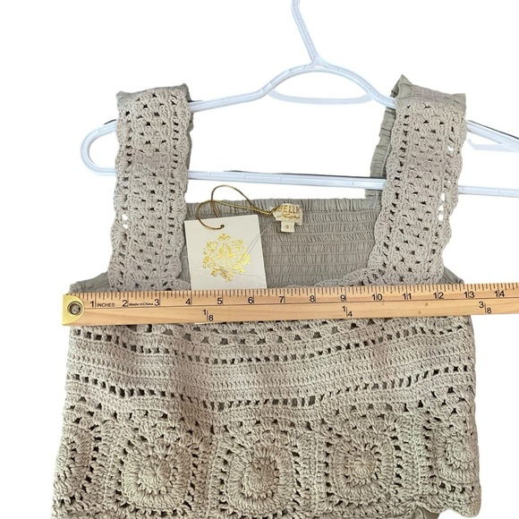 Rebellion Agan Crochet Boho Ruffle Tank Top Gray Size S - Picture 6 of 7